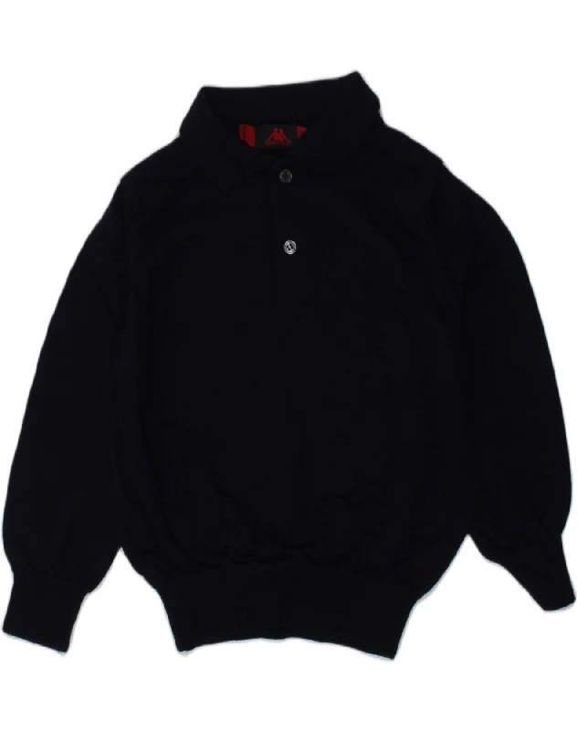 KAPPA Boys Polo Neck Jumper Sweater 5-6 Years Small Navy Blue Merino Wool