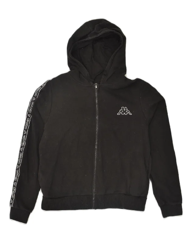 KAPPA Boys Zip Hoodie Sweater 15-16 Years Black Cotton