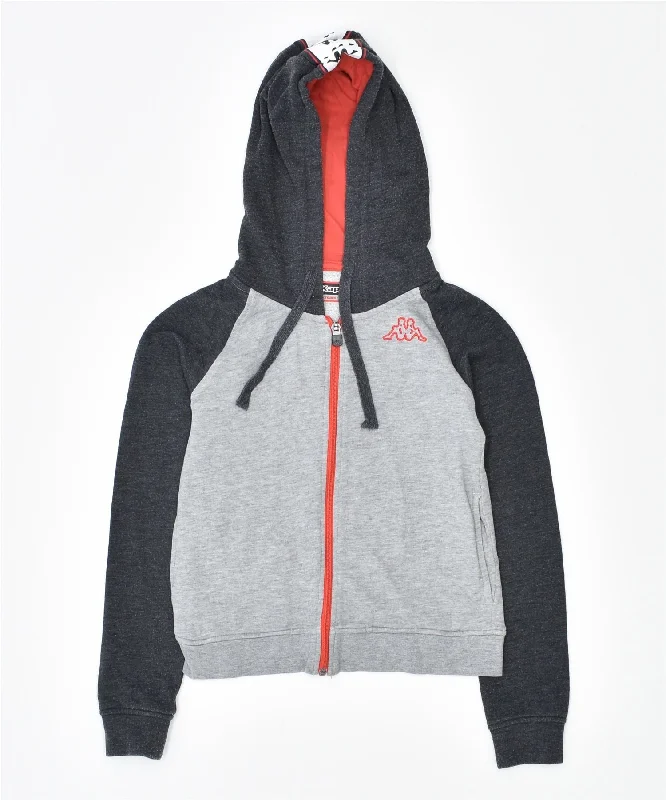 KAPPA Boys Zip Hoodie Sweater 9-10 Years Grey Colourblock