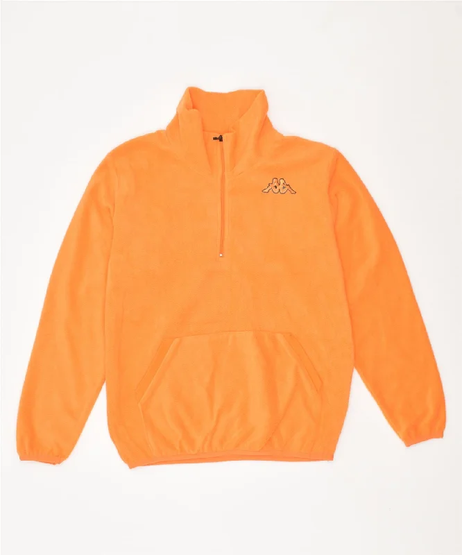 KAPPA Girls Fleece Zip Neck Jumper Sweater 9-10 Years Orange Polyester