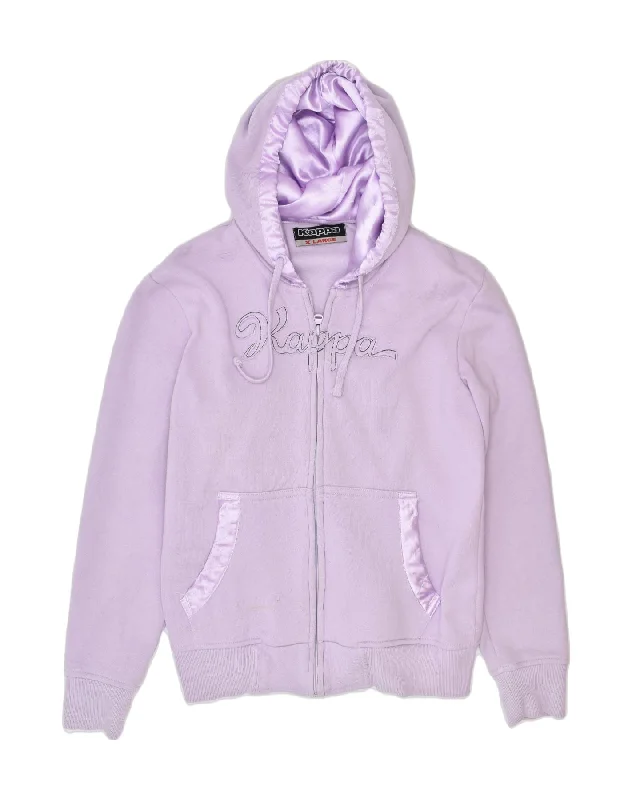 KAPPA Girls Zip Hoodie Sweater 15-16 Years XL Purple Cotton