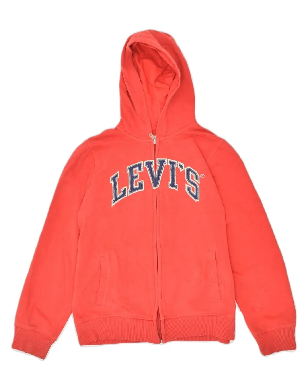 LEVI'S Boys Graphic Zip Hoodie Sweater 13-14 Years XL Red Cotton