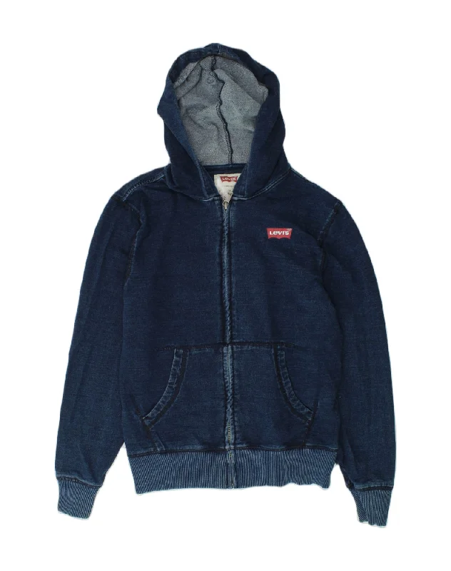 LEVI'S Boys Zip Hoodie Sweater 10-11 Years medium Blue Cotton