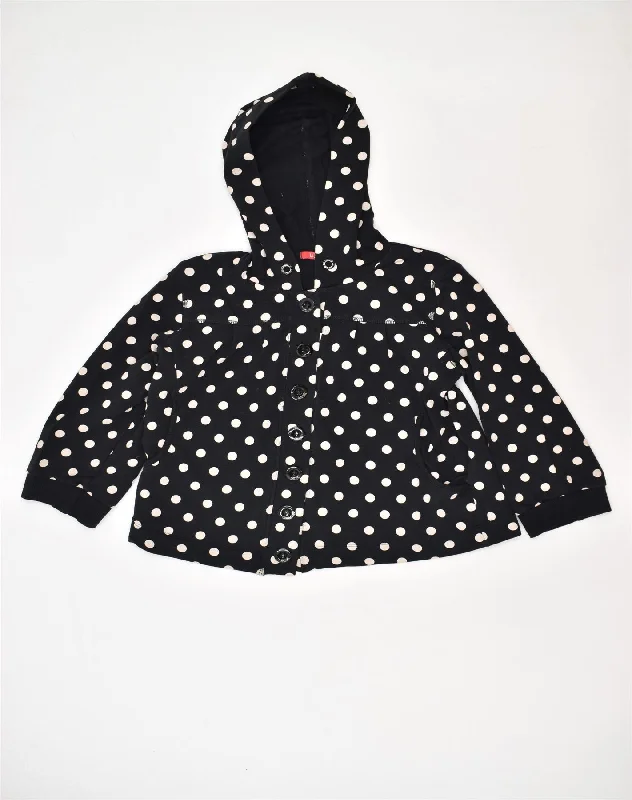 LIU JO Girls Hooded Cardigan Sweater 4-5 Years Black Polka Dot Cotton