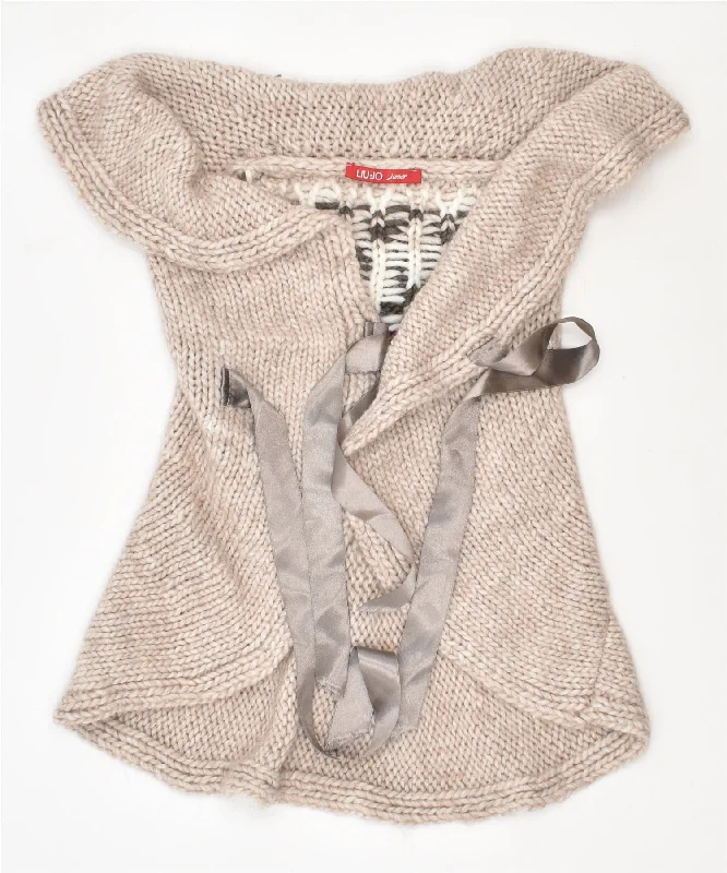 LIU JO Girls Sleeveless Cardigan Sweater 18-24 Months Beige Acrylic