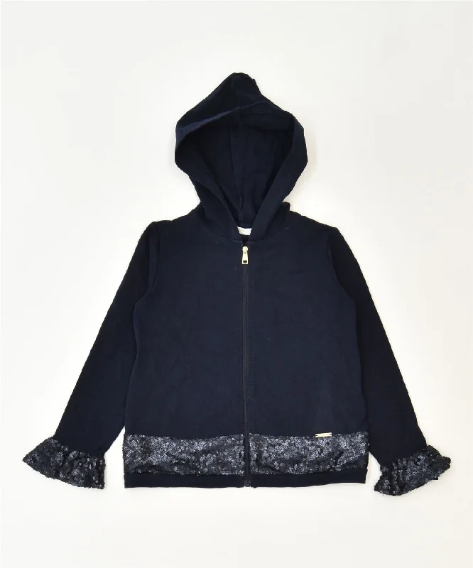 LIU JO Girls Zip Hoodie Sweater 6-7 Years Navy Blue Cotton Classic