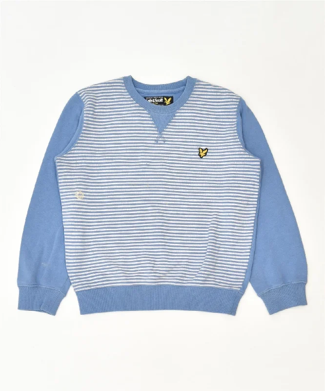 LYLE & SCOTT Boys Crew Neck Jumper Sweater 8-9 Years Blue Cotton Classic