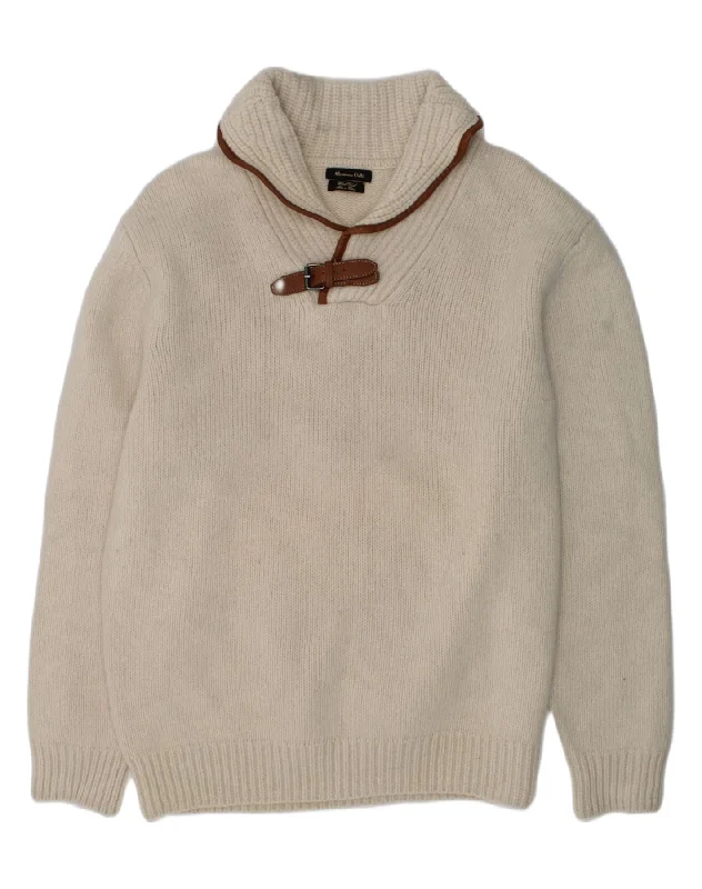 MASSIMO DUTTI Boys Shawl Neck Jumper Sweater 13-14 Years Off White