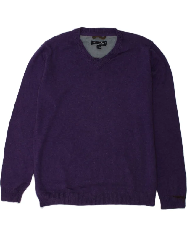 MASSIMO DUTTI Boys V-Neck Jumper Sweater 11-12 Years Purple Cotton