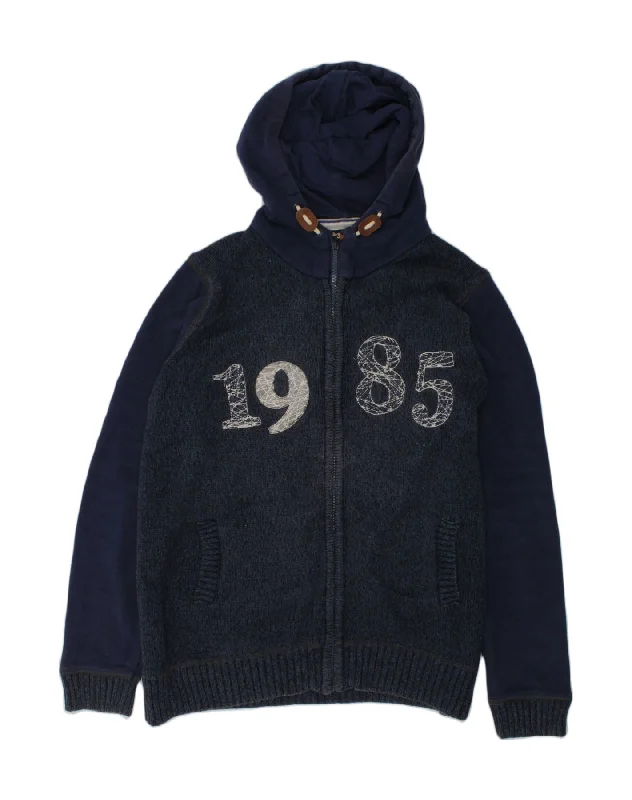 MASSIMO DUTTI Boys Zip Hoodie Sweater 13-14 Years Navy Blue