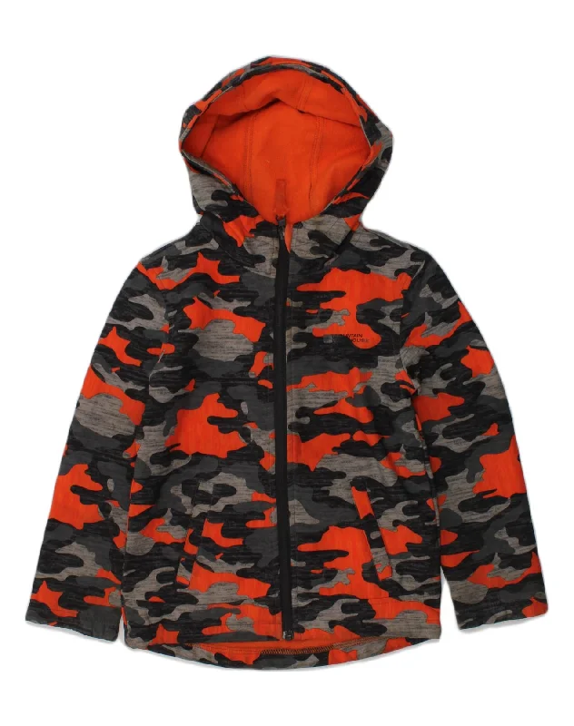 MOUNTAIN WAREHOUSE Boys Zip Hoodie Sweater 5-6 Years Orange Camouflage