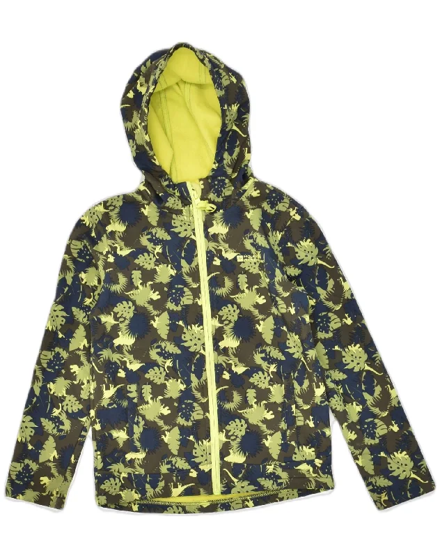 MOUNTAIN WAREHOUSE Boys Zip Hoodie Sweater 7-8 Years Khaki Floral Animals