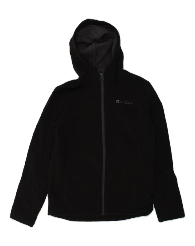 MOUNTAIN WAREHOUSE Boys Zip Hoodie Sweater 9-10 Years Black Polyester