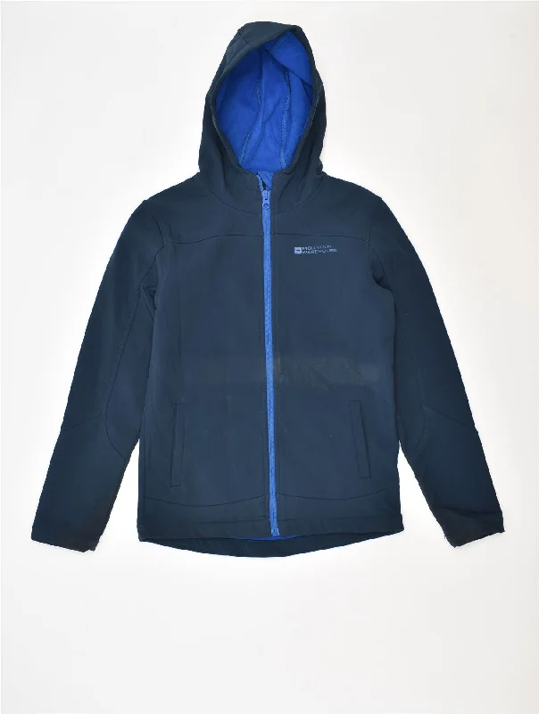 MOUNTAIN WAREHOUSE Boys Zip Hoodie Sweater 9-10 Years Navy Blue Polyester