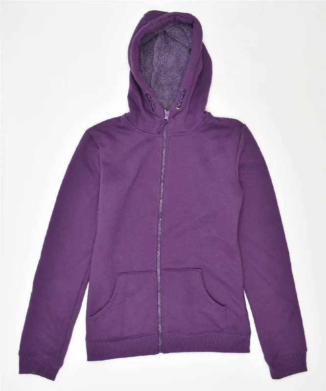 MOUTAIN WAREHOUSE Girls Zip Hoodie Sweater 12-13 Years Purple Polyester