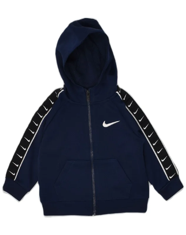 NIKE Baby Boys Zip Hoodie Sweater 9-12 Months Navy Blue Polyester