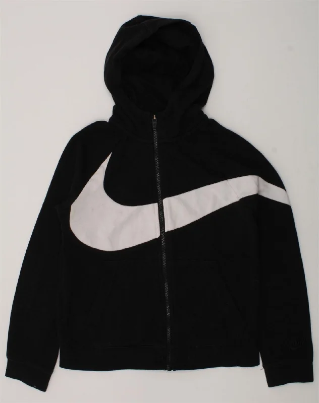 NIKE Boys Graphic Zip Hoodie Sweater 10-11 Years Medium  Black