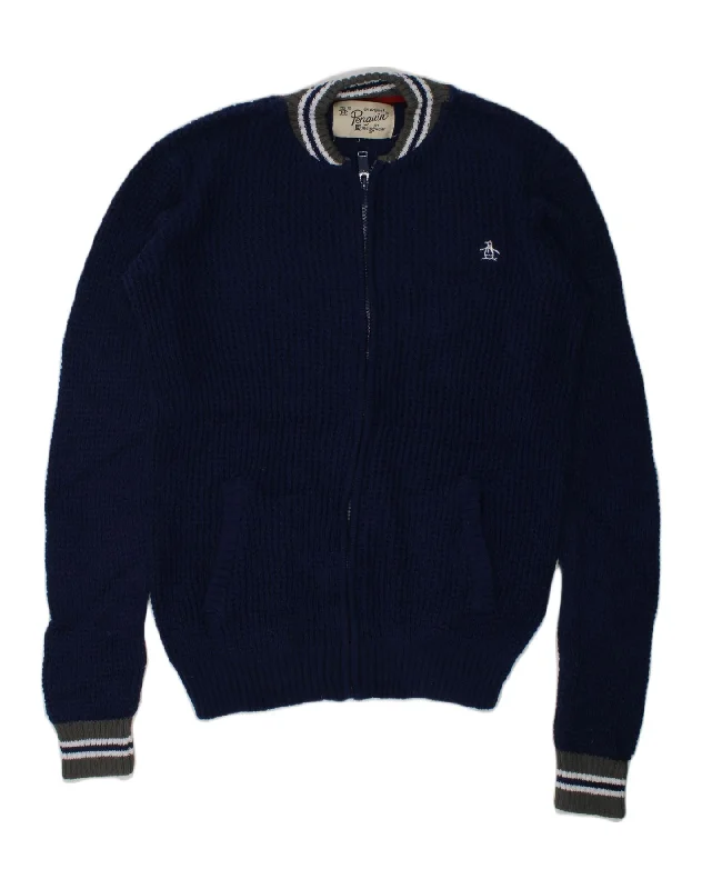 PENGUIN Boys Cardigan Sweater 14-15 Years Navy Blue Cotton