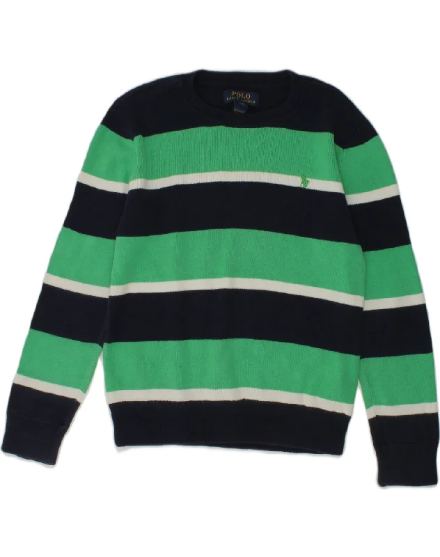 POLO RALPH LAUREN Boys Crew Neck Jumper Sweater 7-8 Years Small  Green