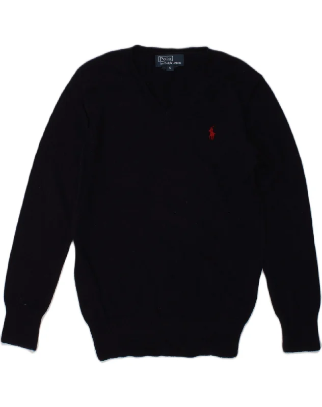 POLO RALPH LAUREN Boys V-Neck Jumper Sweater 5-6 Years Navy Blue