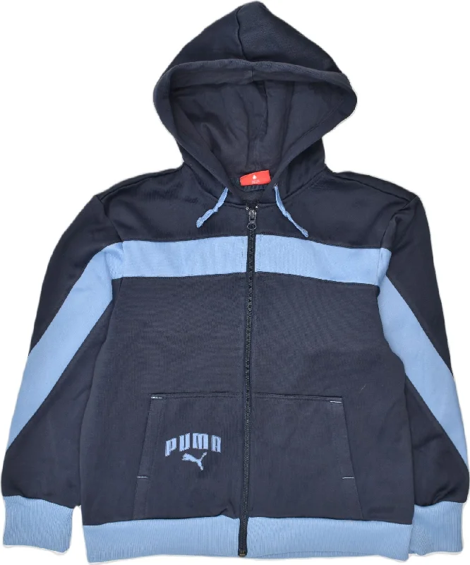 PUMA Boys Zip Hoodie Sweater 11-12 Years Blue Colourblock Polyester