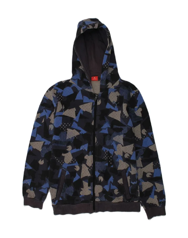 PUMA Boys Zip Hoodie Sweater 13-14 Years Navy Blue Camouflage Cotton