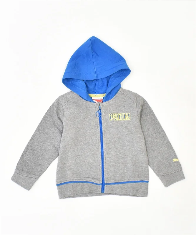 PUMA Boys Zip Hoodie Sweater 9-12 Months Grey Cotton