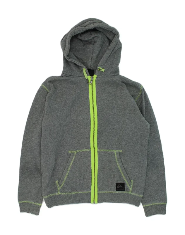 QUIKSILVER Boys Zip Hoodie Sweater 15-16 Years Grey Cotton