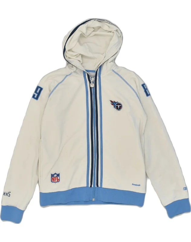 REEBOK Boys Zip Hoodie Sweater 11-12 Years White Cotton