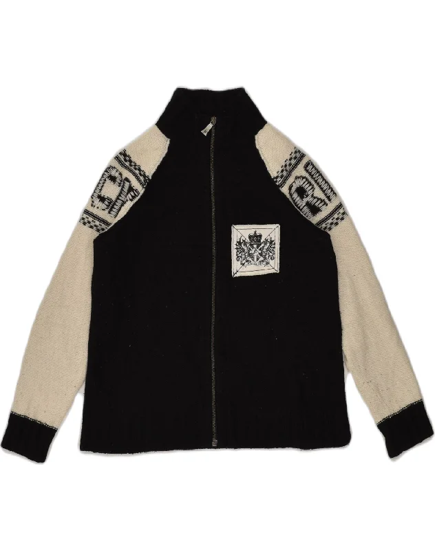 RICHMOND Boys Graphic Cardigan Sweater 15-16 Years Black Colourblock