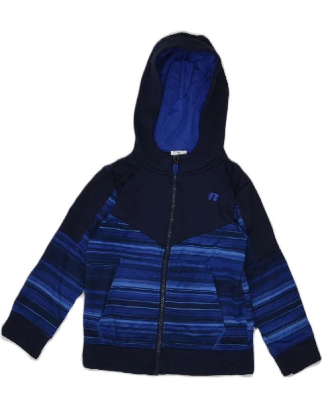 RUSSELL ATHLETIC Boys Zip Hoodie Sweater 4-5 Years XS Navy Blue Polyester