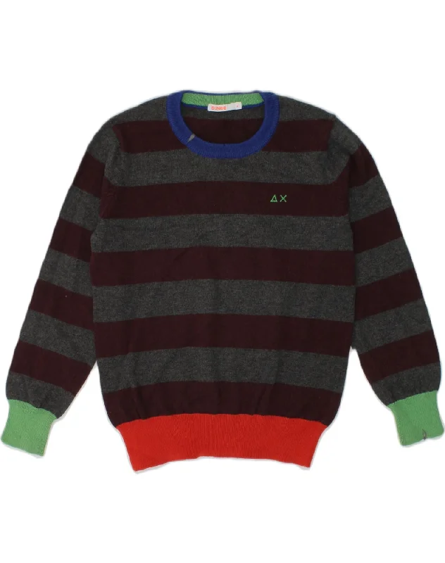 SUN68 Boys Crew Neck Jumper Sweater 3-4 Years Multicoloured Striped Wool