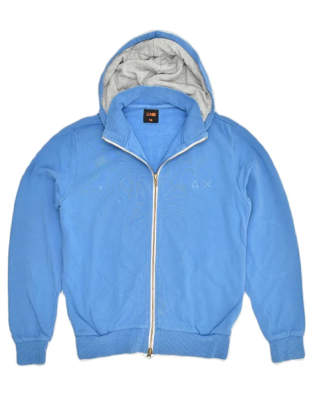 SUN68 Boys Zip Hoodie Sweater 13-14 Years Blue Cotton