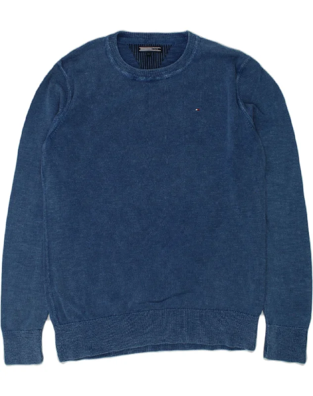 TOMMY HILFIGER Boys Crew Neck Jumper Sweater 15-16 Years Blue Cotton