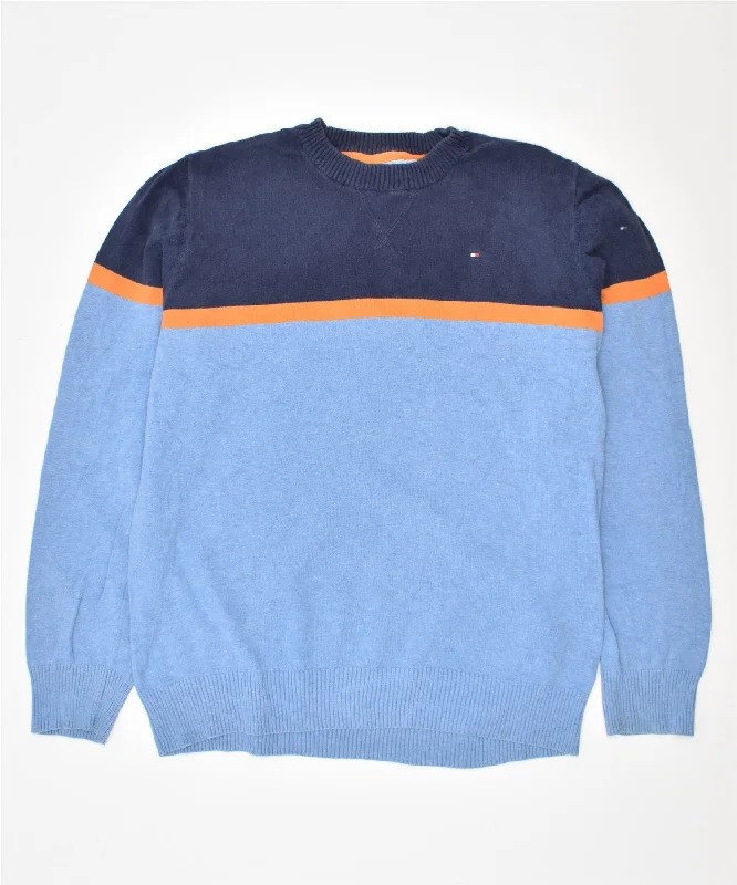 TOMMY HILFIGER Boys Crew Neck Jumper Sweater 15-16 Years XL Blue Cotton