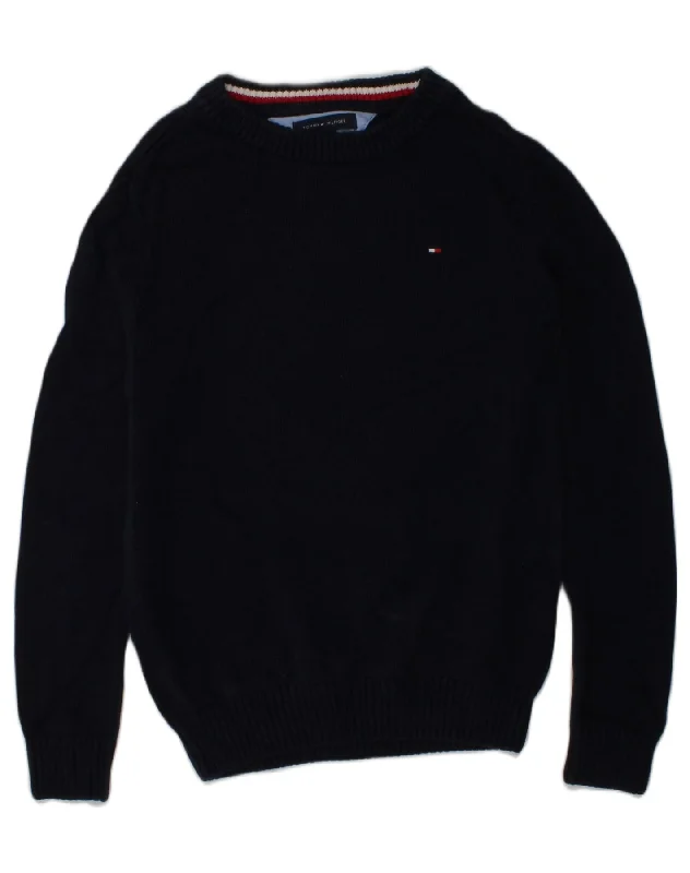 TOMMY HILFIGER Boys Crew Neck Jumper Sweater 8-9 Years Medium Navy Blue