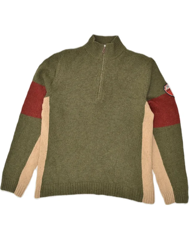 TOMMY HILFIGER Boys Zip Neck Jumper Sweater 15-16 Years 2XL Khaki