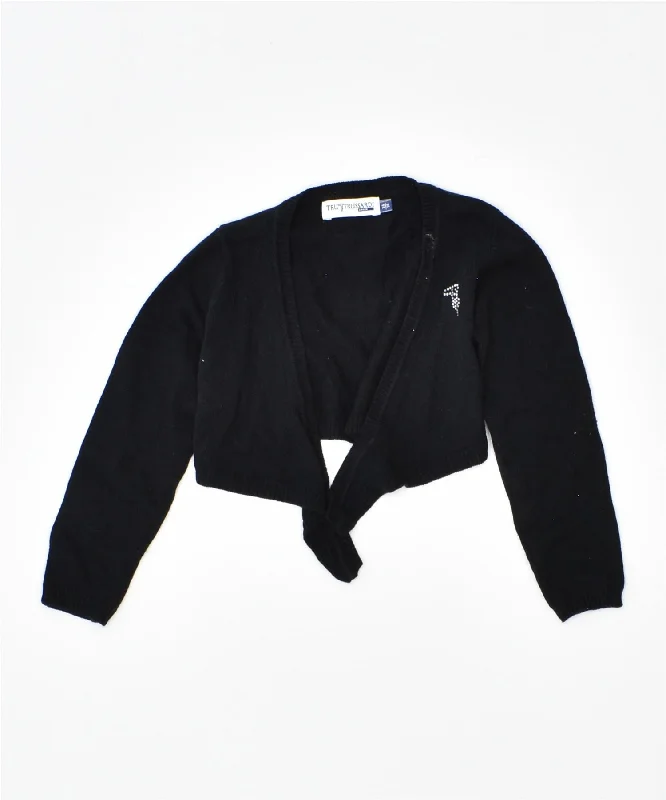 TRUSSARDI Girls Crop Cardigan Sweater 2-3 Years Black Cotton