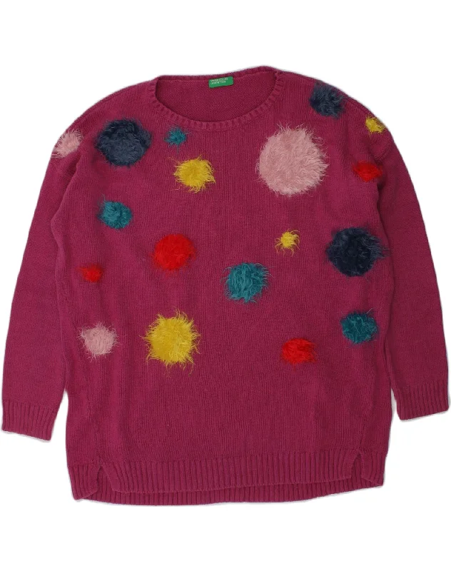 UNITED COLORS OF BENETTON Girls Crew Neck Jumper Sweater 8-9 Years Pink