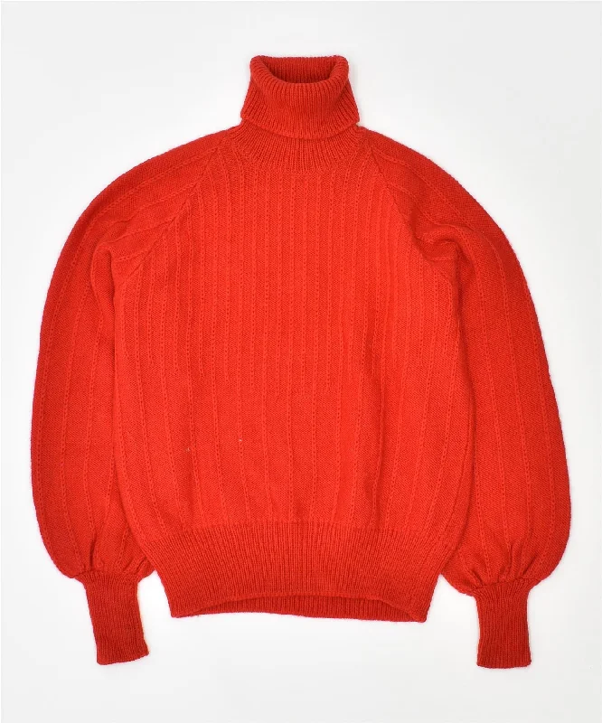 VINTAGE Girls Roll Neck Jumper Sweater 10-11 Years Red