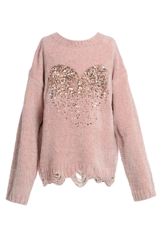 Big Girls Sequin Heart Sweater