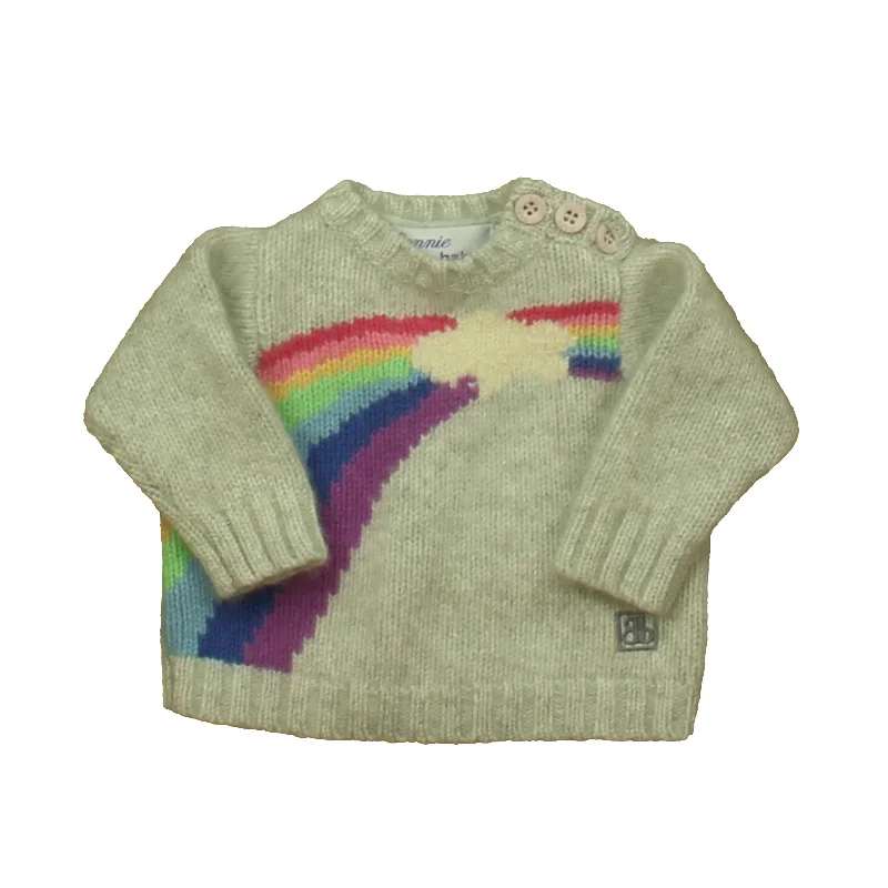 Bonnie Baby Girls Gray Rainbow Sweater