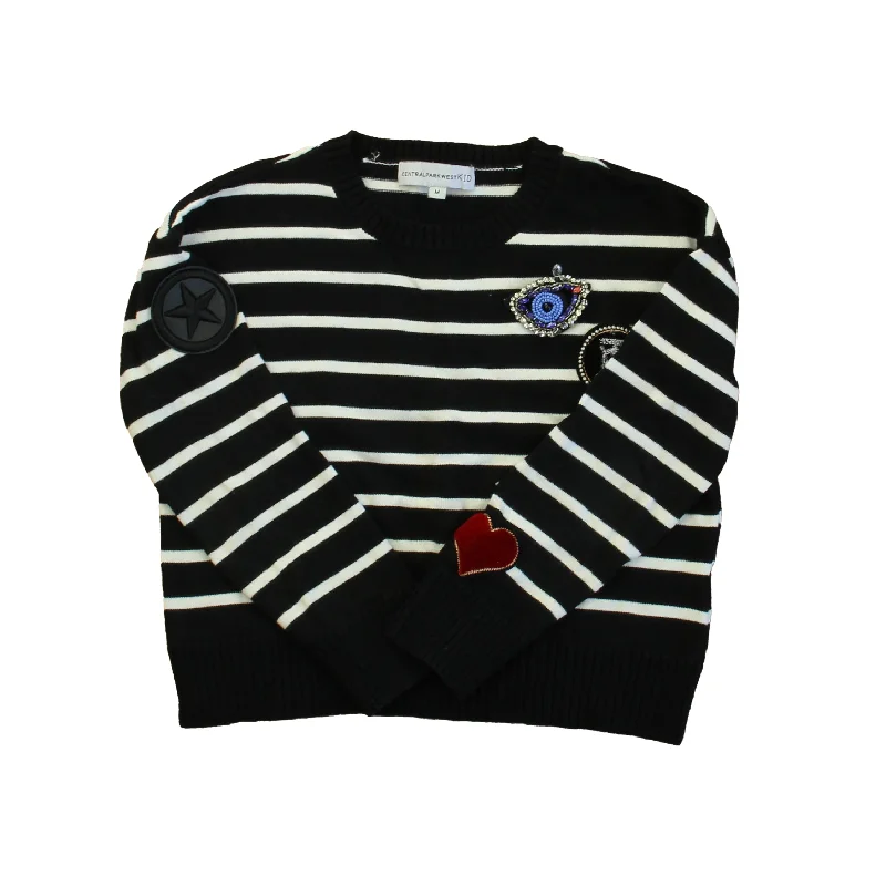 Central Park West Girls Black | White Patches Sweater