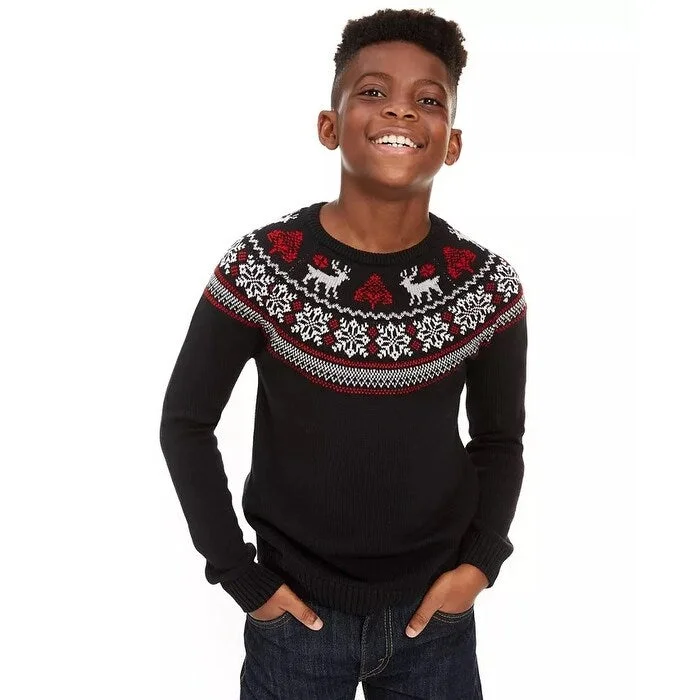 Charter Club Big Boys Fair Isle Family Sweater Black Size Medium