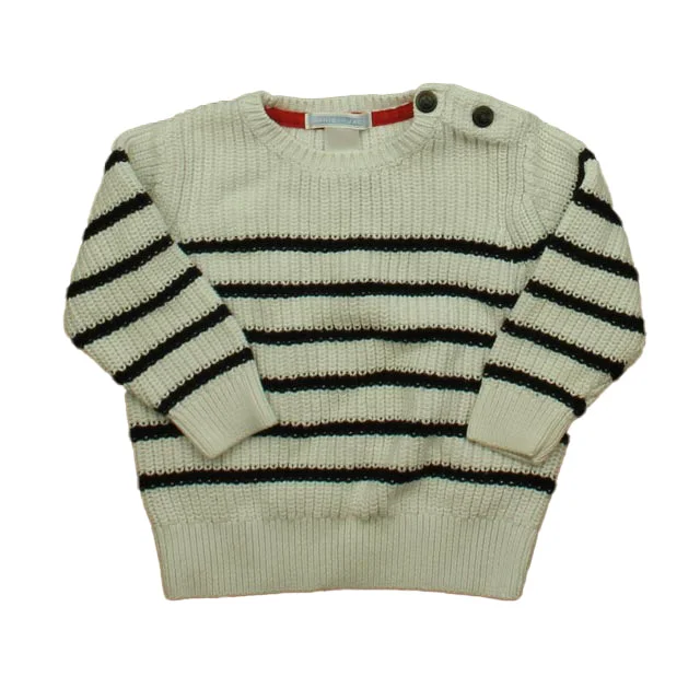 Janie and Jack Girls White | Navy Sweater